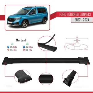 Ford Tourneo Connect V761 2022 Sonrası FLY Model Ara Atkı Tavan Barı Siyah - Görsel 4