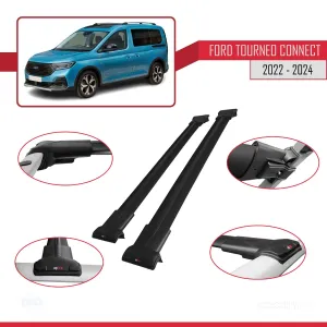 Ford Tourneo Connect V761 2022 Sonrası FLY Model Ara Atkı Tavan Barı Siyah - Görsel 5