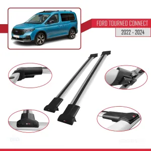 Ford Tourneo Connect V761 2022 Sonrası FLY Model Ara Atkı Tavan Barı Gri - Görsel 5