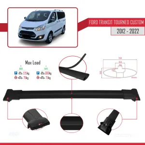 Transit Tourneo - Custom 2012-2023 Arası ile uyumlu FLY Model Ara Atkı Tavan Barı SİYAH 4 ADET BAR - Görsel 4