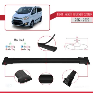 Ford Transit Tourneo - Custom 2012-2023 Arası ile uyumlu FLY Model Ara Atkı Tavan Barı SİYAH 3 ADET BAR thumb 4