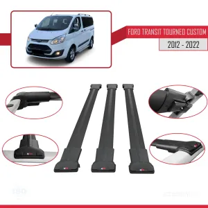 Ford Transit Tourneo - Custom 2012-2023 Arası ile uyumlu FLY Model Ara Atkı Tavan Barı SİYAH 3 ADET BAR thumb 5