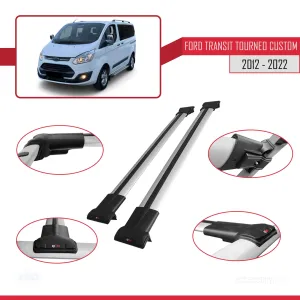 Ford Transit Tourneo - Custom V362/V362 FL 2012-2023 Arası ile uyumlu FLY Model Ara Atkı Tavan Barı GRİ - Görsel 5