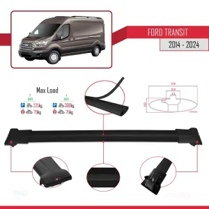 Ford Transit V347/V348/V363 2014 ve Sonrası ile uyumlu FLY Model Ara Atkı Tavan Barı SİYAH 4 ADET BAR thumb 4