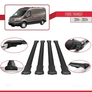 Ford Transit V347/V348/V363 2014 ve Sonrası ile uyumlu FLY Model Ara Atkı Tavan Barı SİYAH 4 ADET BAR thumb 5
