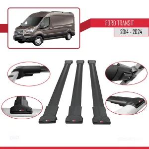 Ford Transit V347/V348/V363 2014 ve Sonrası ile uyumlu FLY Model Ara Atkı Tavan Barı SİYAH 3 ADET BAR - Görsel 5