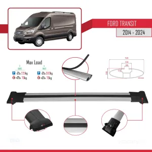 Ford Transit V347/V348/V363 2014 ve Sonrası ile uyumlu FLY Model Ara Atkı Tavan Barı GRİ 3 ADET BAR - Görsel 4