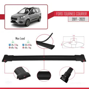 Ford Tourneo Courier 2017-2022 Arası ile uyumlu FLY Model Ara Atkı Tavan Barı SİYAH 4 ADET BAR thumb 4