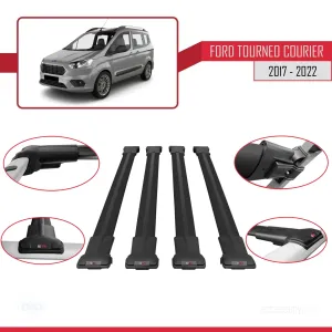 Ford Tourneo Courier 2017-2022 Arası ile uyumlu FLY Model Ara Atkı Tavan Barı SİYAH 4 ADET BAR thumb 5