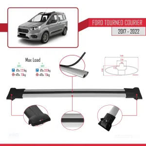 Ford Tourneo Courier 2017-2022 Arası ile uyumlu FLY Model Ara Atkı Tavan Barı GRİ 4 ADET BAR thumb 4