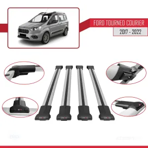 Ford Tourneo Courier 2017-2022 Arası ile uyumlu FLY Model Ara Atkı Tavan Barı GRİ 4 ADET BAR thumb 5