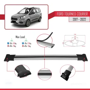Ford Tourneo Courier 2017-2022 Arası ile Uyumlu FLY Model Ara Atkı Tavan Barı GRİ thumb 4