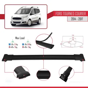 Tourneo Courier 2014-2017 Arası ile uyumlu FLY Model Ara Atkı Tavan Barı SİYAH 4 ADET BAR - Görsel 4