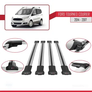 Ford Tourneo Courier B460 2014-2017 Arası ile uyumlu FLY Model Ara Atkı Tavan Barı GRİ 4 ADET BAR - Görsel 5
