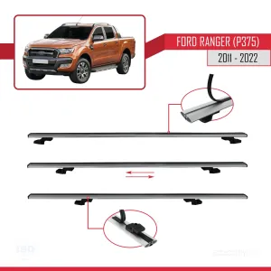 Ford Ranger 2011-2022 Arası ile uyumlu Basic Model Ara Atkı Tavan Barı GRİ 3 ADET thumb 5