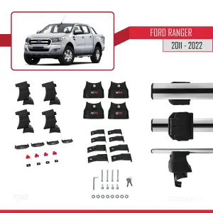 Ford Ranger P375/T6/P375 FL/T7/P375 FL2/T8 2011-2022 Arası ile uyumlu ACE-4 Ara Atkı Tavan Barı GRİ - Görsel 4