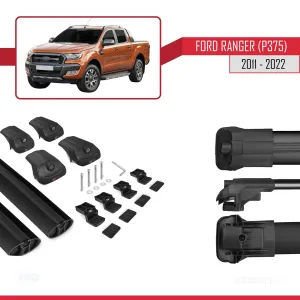 Ford Ranger P375/T6/P375 FL/T7/P375 FL2/T8 2011-2022 Arası ile uyumlu ACE-1 Ara Atkı Tavan Barı SİYAH - Görsel 5