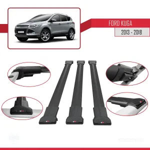 Ford Kuga 2013-2018 Arası ile Uyumlu FLY Model Ara Atkı Tavan Barı SİYAH 3 ADET BAR - Görsel 5