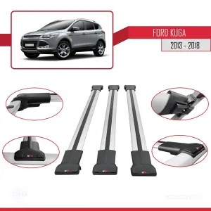 Ford Kuga 2013-2018 Arası ile Uyumlu FLY Model Ara Atkı Tavan Barı GRİ 3 ADET BAR - Görsel 5