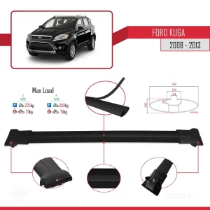 Ford Kuga 2008-2013 Arası ile Uyumlu FLY Model Ara Atkı Tavan Barı SİYAH 3 ADET BAR thumb 4