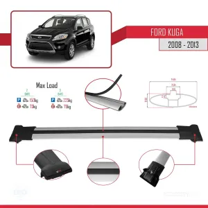 Ford Kuga 2008-2013 Arası ile uyumlu FLY Model Ara Atkı Tavan Barı GRİ thumb 4