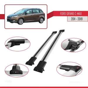 Ford Grand C-Max 2011-2019 Arası ile uyumlu FLY Model Ara Atkı Tavan Barı GRİ - Görsel 5