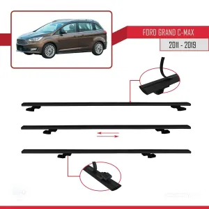 Ford Grand C-Max 2011-2019 Arası ile uyumlu Basic Model Ara Atkı Tavan Barı SİYAH 3 ADET - Görsel 5