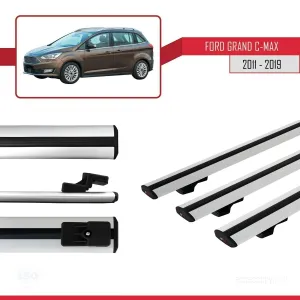 Ford Grand C-Max 2011-2019 Arası ile uyumlu Basic Model Ara Atkı Tavan Barı GRİ 3 ADET - Görsel 3