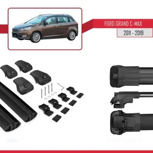 Ford Grand C-Max 2011-2019 Arası ile uyumlu ACE-1 Ara Atkı Tavan Barı SİYAH - Görsel 5