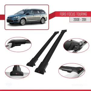 Ford Focus TOURING 2008-2011 Arası ile uyumlu FLY Model Ara Atkı Tavan Barı SİYAH thumb 5