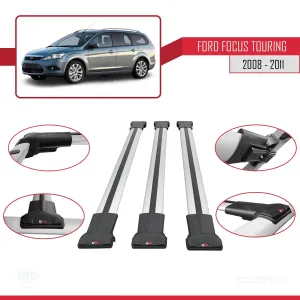 Ford Focus TOURING 2008-2011 Arası ile Uyumlu FLY Model Ara Atkı Tavan Barı GRİ 3 ADET BAR - Görsel 5