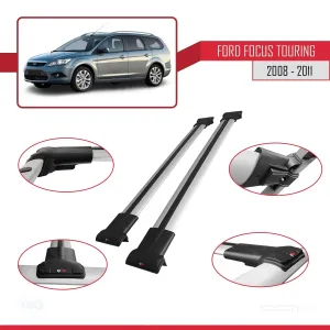 Ford Focus TOURING 2008-2011 Arası ile uyumlu FLY Model Ara Atkı Tavan Barı GRİ - Görsel 5
