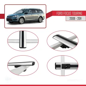 Ford Focus TOURING 2008-2011 Arası ile uyumlu Basic Model Ara Atkı Tavan Barı GRİ 3 ADET thumb 4