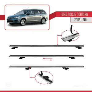 Ford Focus TOURING 2008-2011 Arası ile uyumlu Basic Model Ara Atkı Tavan Barı GRİ 3 ADET thumb 5