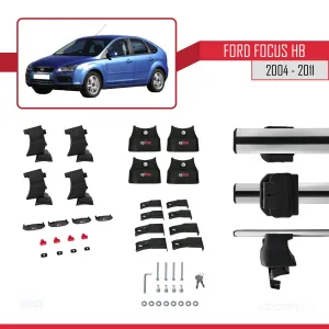 Ford Focus HB 2004-2011 Arası ile uyumlu ACE-4 Ara Atkı Tavan Barı GRİ thumb 4