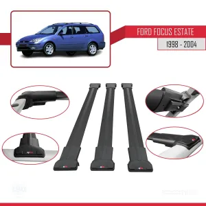 Ford Focus Estate C170 1998-2004 Arası ile uyumlu FLY Model Ara Atkı Tavan Barı SİYAH 3 ADET BAR thumb 5