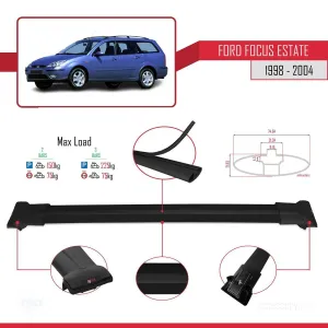 Ford Focus C170 Estate C170 1998-2004 Arası ile uyumlu FLY Model Ara Atkı Tavan Barı SİYAH - Görsel 4