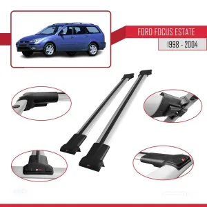 Ford Focus C170 Estate C170 1998-2004 Arası ile uyumlu FLY Model Ara Atkı Tavan Barı GRİ - Görsel 5