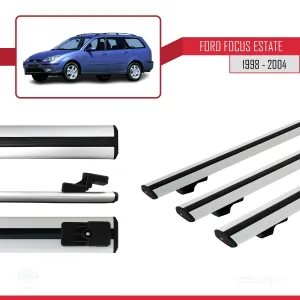 Ford Focus Estate C170 1998-2004 Arası ile uyumlu Basic Model Ara Atkı Tavan Barı GRİ 3 ADET thumb 3