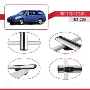 Ford Focus Estate C170 1998-2004 Arası ile uyumlu Basic Model Ara Atkı Tavan Barı GRİ 3 ADET thumb 4
