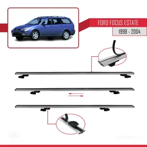 Ford Focus Estate C170 1998-2004 Arası ile uyumlu Basic Model Ara Atkı Tavan Barı GRİ 3 ADET thumb 5