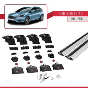 Ford Focus ESTATE (C346) 2011-2018 Arası ile uyumlu ACE-2 Ara Atkı Tavan Barı GRİ thumb 5