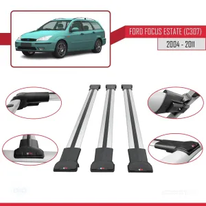 Ford Focus Estate (C307) 2004-2011 Arası ile Uyumlu FLY Model Ara Atkı Tavan Barı GRİ 3 ADET BAR thumb 5