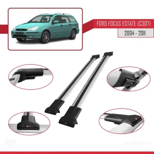 Ford Focus Estate (C307) 2004-2011 Arası ile Uyumlu FLY Model Ara Atkı Tavan Barı GRİ - Görsel 5