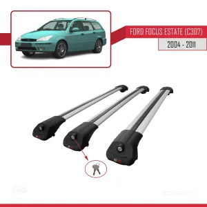 Ford Focus Estate (C307) 2004-2011 Arası ile uyumlu ACE-1 Ara Atkı Tavan Barı GRİ 3 ADET BAR thumb 4