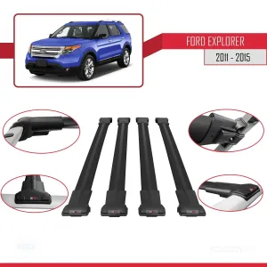 Ford Explorer 2011-2015 Arası ile uyumlu FLY Model Ara Atkı Tavan Barı SİYAH 4 ADET BAR thumb 5