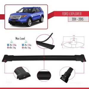 Ford Explorer 2011-2015 Arası ile uyumlu FLY Model Ara Atkı Tavan Barı SİYAH thumb 4