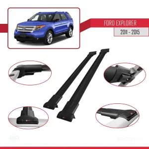 Ford Explorer 2011-2015 Arası ile uyumlu FLY Model Ara Atkı Tavan Barı SİYAH thumb 5