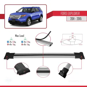 Ford Explorer 2011-2015 Arası ile uyumlu FLY Model Ara Atkı Tavan Barı GRİ thumb 4