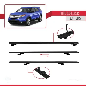 Ford Explorer 2011-2015 Arası ile uyumlu Basic Model Ara Atkı Tavan Barı SİYAH 3 ADET - Görsel 5
